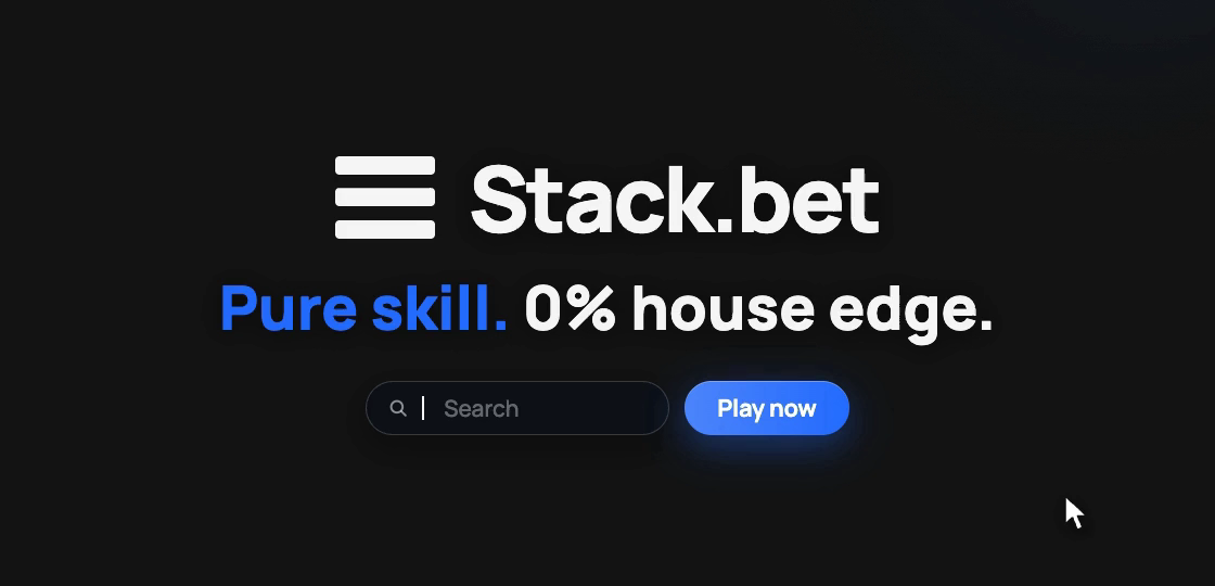 Stack.bet, the skill gambling stack game: Pure skill. 0% house edge.